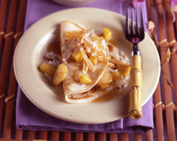 Coconut Crepes with Mangoes and Bananas