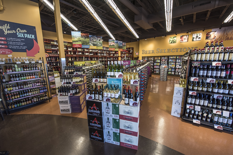 A wine and beer section.
