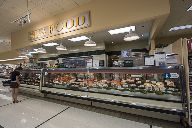 A large seafood section