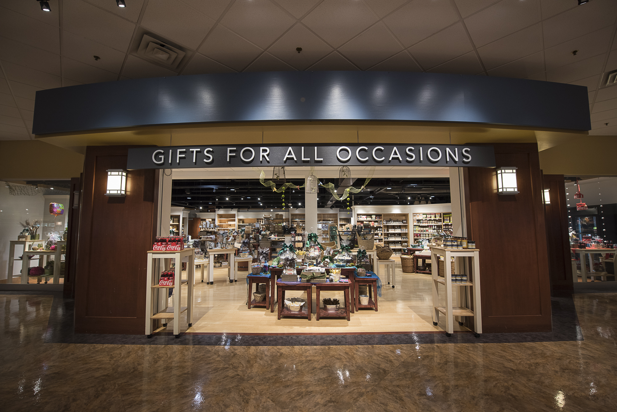 A gifts sections with gifts for all occasions written above the doorway.