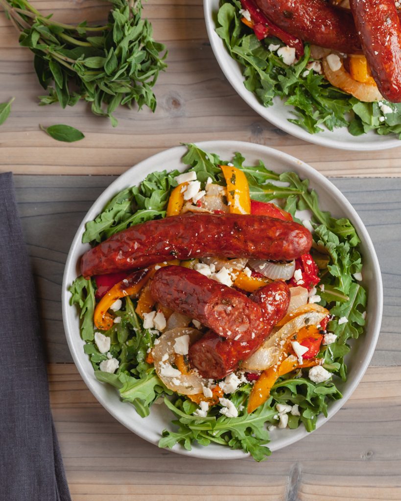 Sheet-Pan Roasted Sausages with Peppers & Onions