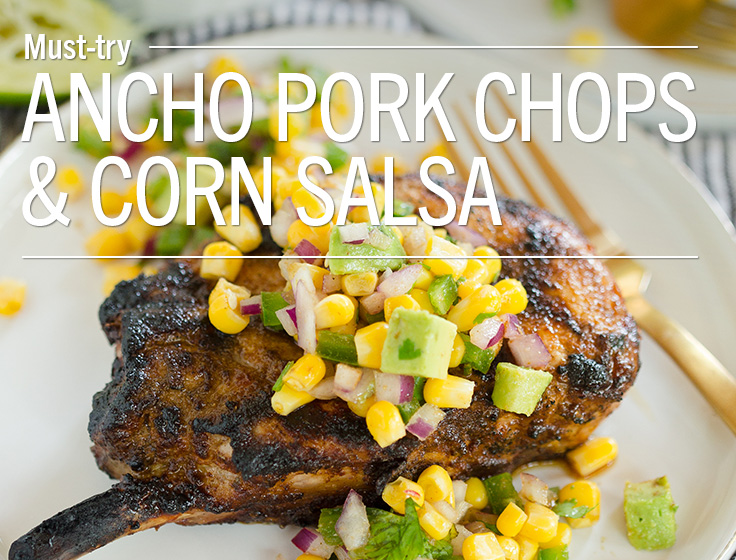 Ancho Pork Chops & Corn Salsa