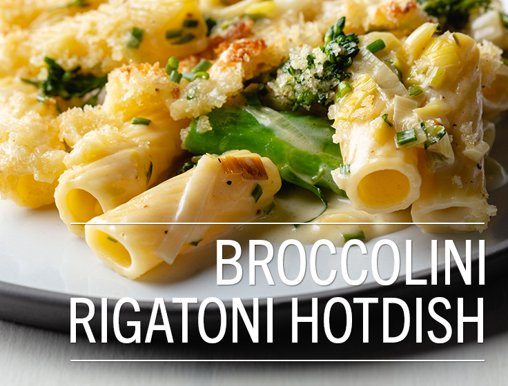 Creamy Broccolini Rigatoni Hotdish