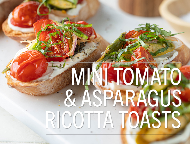 Mini Tomato & Asparagus Ricotta Toasts