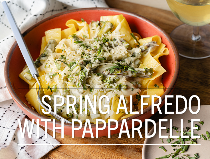 Spring Alfredo with Pappardelle